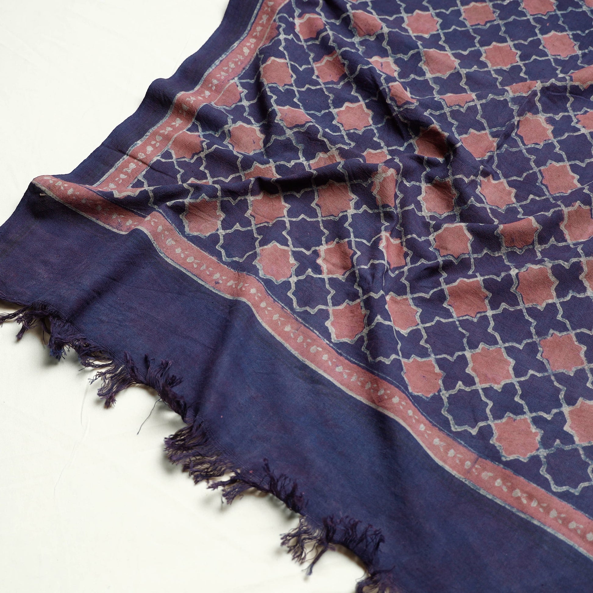 Blue - Akola Block Printed Pure Handloom Cotton Towel
