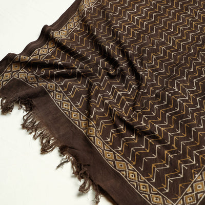 Brown - Akola Block Printed Pure Handloom Cotton Towel