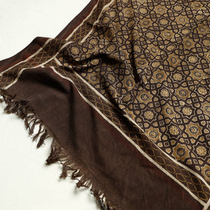Brown - Akola Block Printed Pure Handloom Cotton Towel