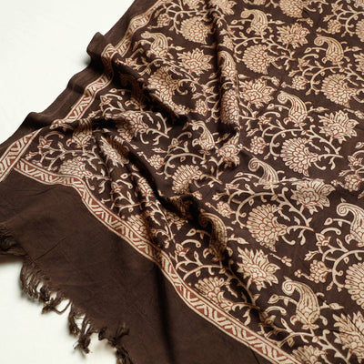 Brown - Akola Block Printed Pure Handloom Cotton Towel
