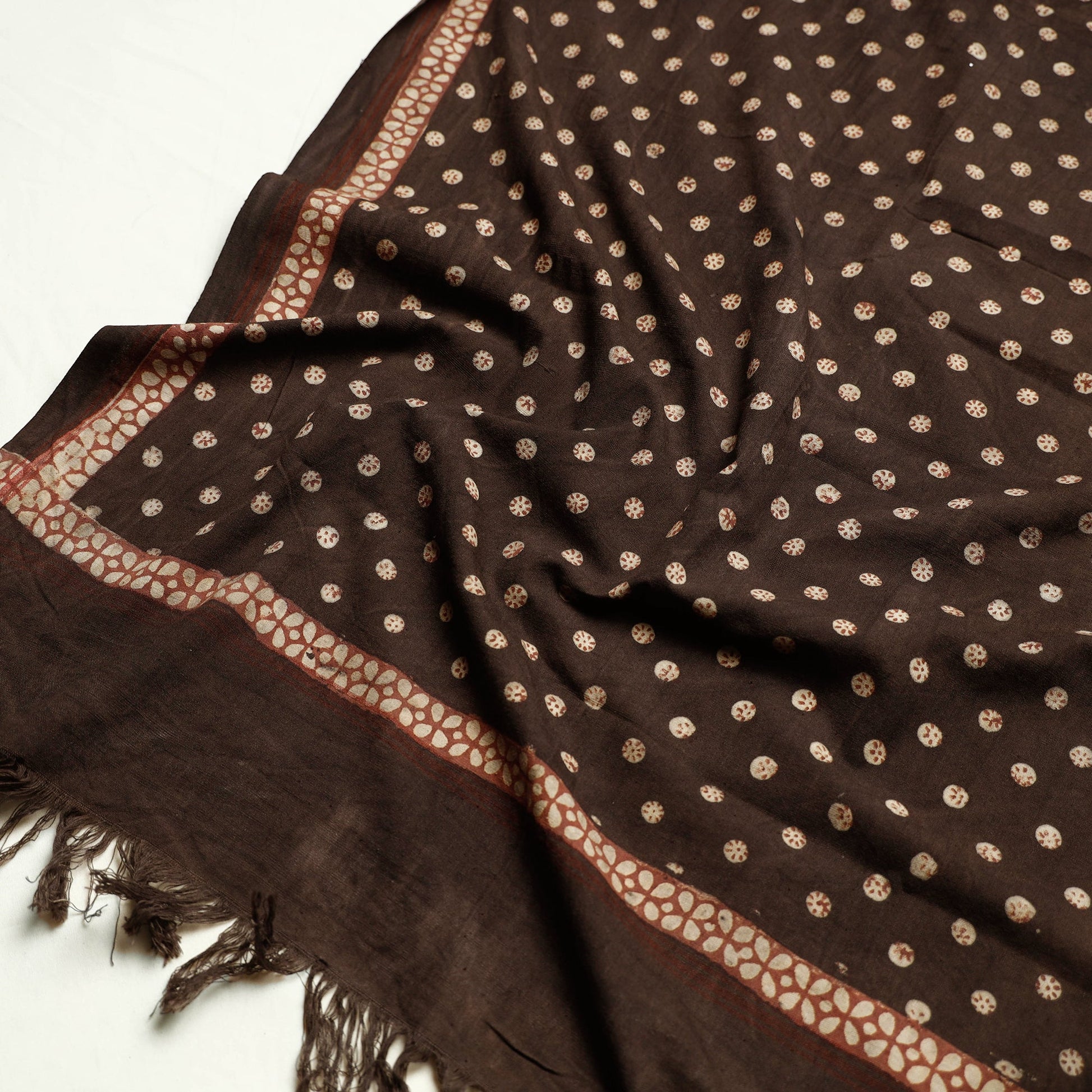 Brown - Akola Block Printed Pure Handloom Cotton Towel