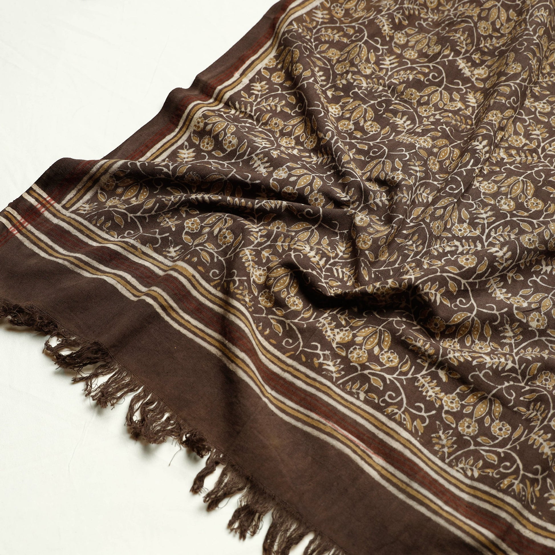 Brown - Akola Block Printed Pure Handloom Cotton Towel