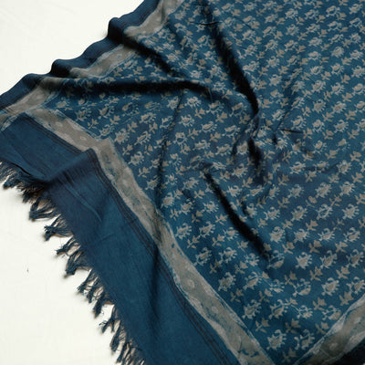 Blue - Akola Block Printed Pure Handloom Cotton Towel