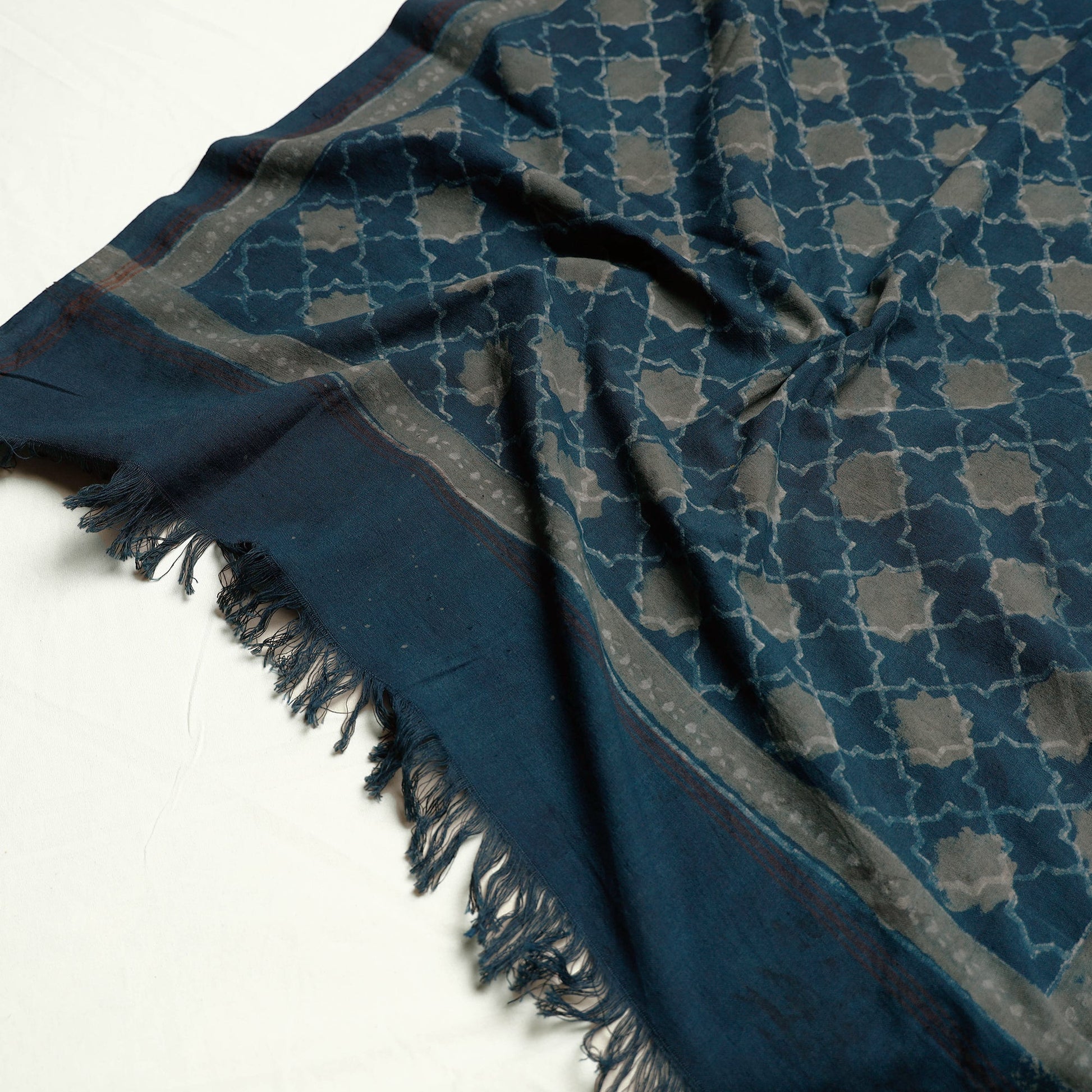 Blue - Akola Block Printed Pure Handloom Cotton Towel