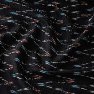 Black - Cotton Pochampally Ikat Fabric