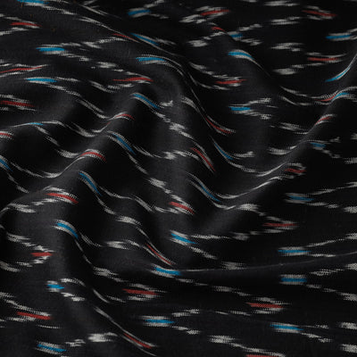 Black - Cotton Pochampally Ikat Fabric