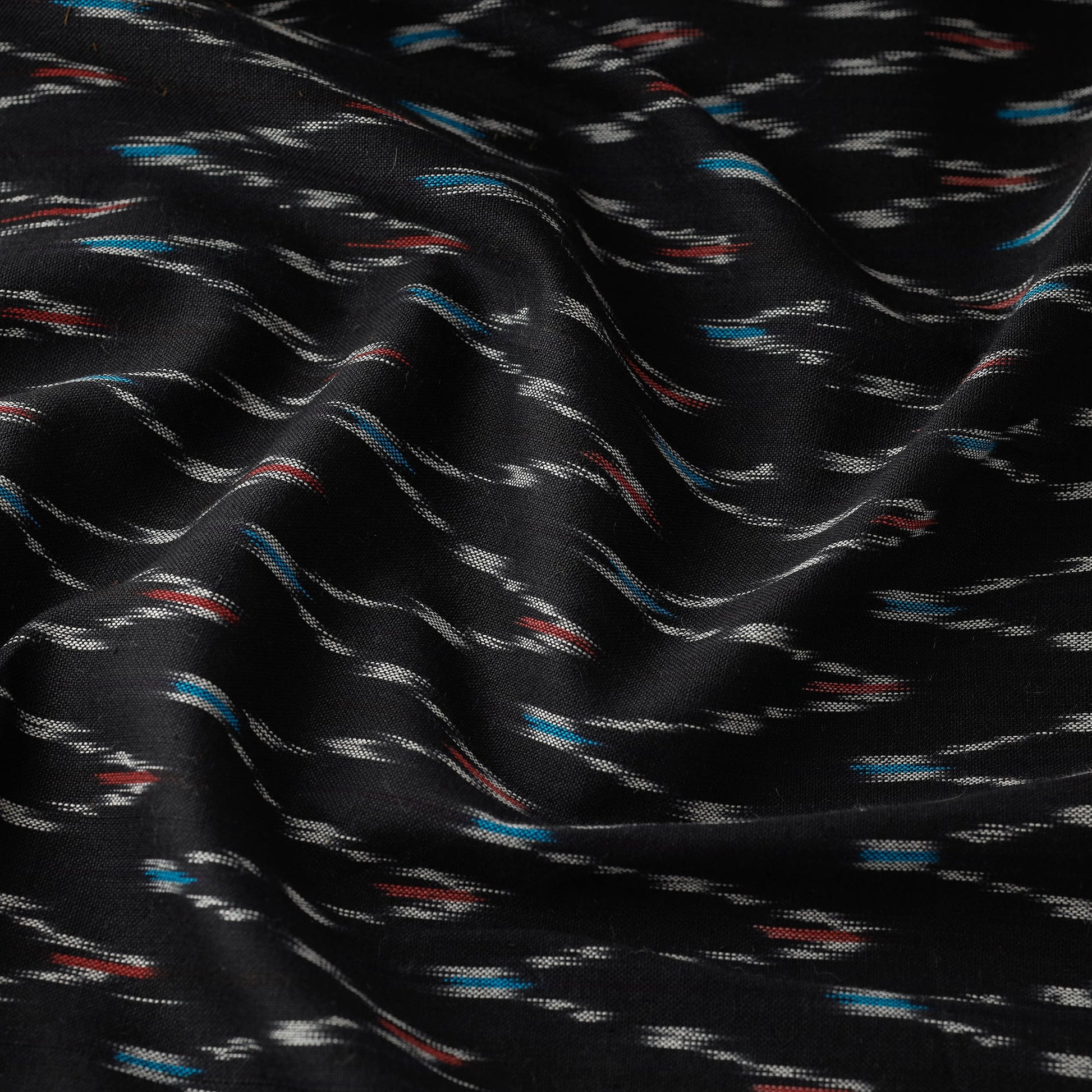 Black - Cotton Pochampally Ikat Fabric