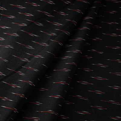 Black with Red Cotton Pochampally Ikat Fabric 02
