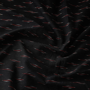 Black with Red Cotton Pochampally Ikat Fabric 02