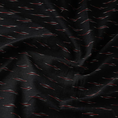 Black with Red Cotton Pochampally Ikat Fabric 02