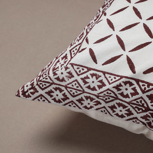Brown - Sanganeri Block Printed Cotton Cushion Cover (16 x 16 in)
