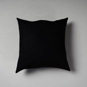 Black - Pipli Applique Work Cotton Cushion Cover (16 x 16 in)