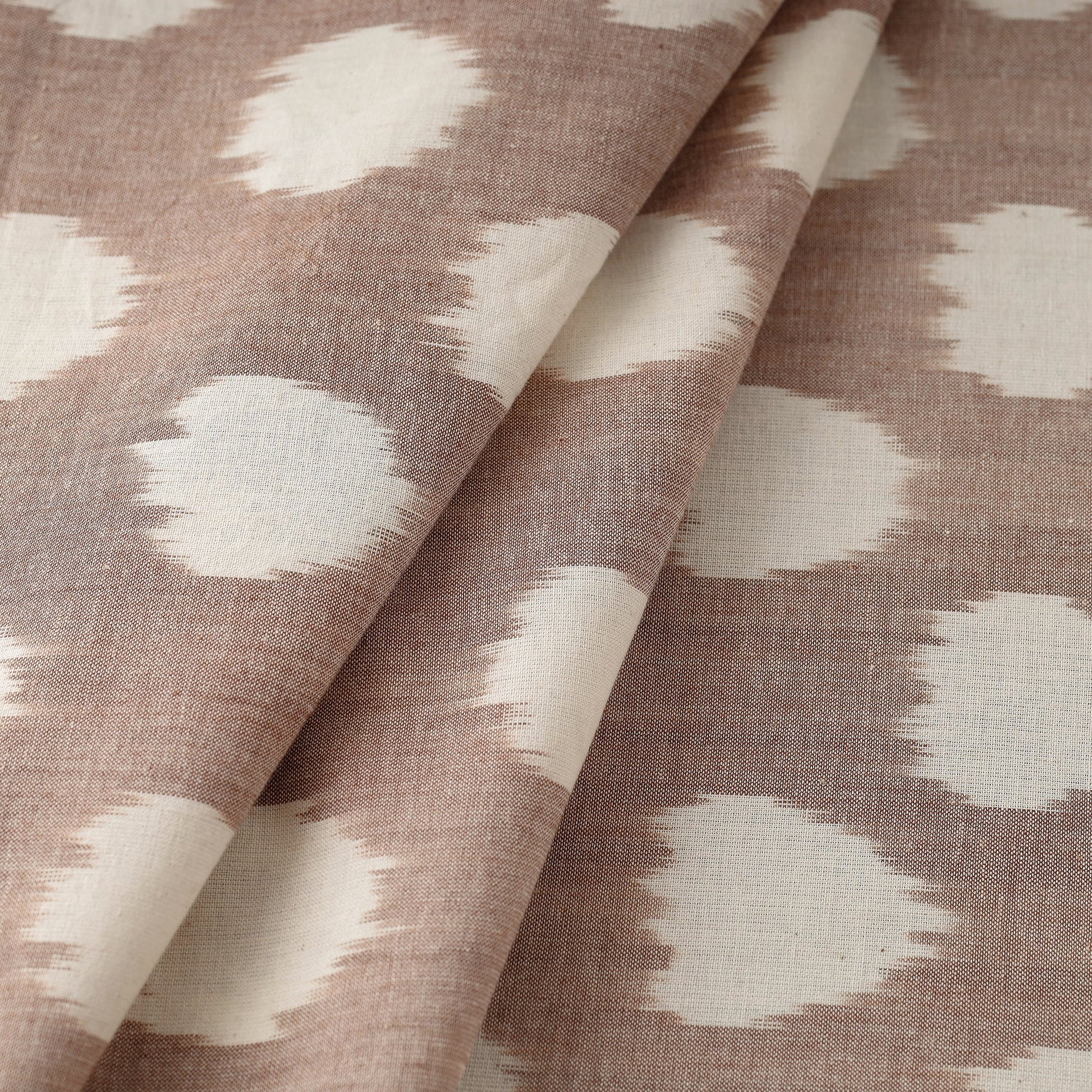 Brown - Handloom Cotton Pochampally Double Ikat Fabric 01