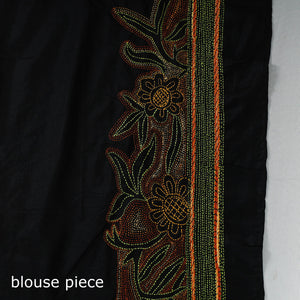 Black - Bengal Kantha Embroidery Bangalore Silk Handloom Saree