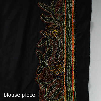 Black - Bengal Kantha Embroidery Bangalore Silk Handloom Saree