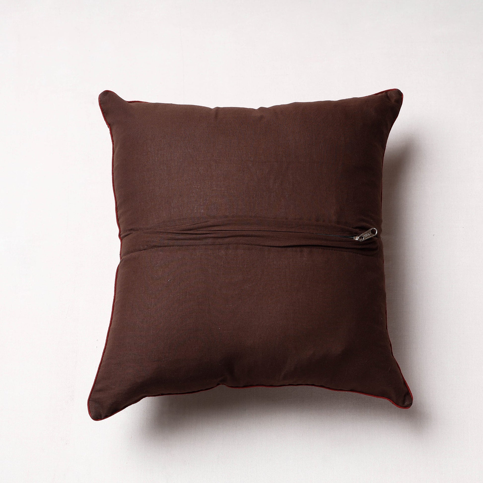 Brown - Ajrakh Block Printed Cotton Cushion Cover (16 x 16 in)