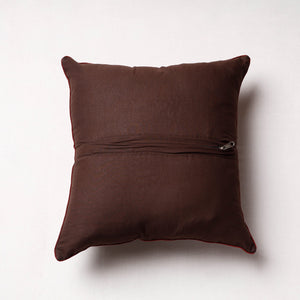 Brown - Ajrakh Block Printed Cotton Cushion Cover (16 x 16 in)