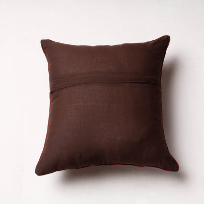 Brown - Ajrakh Block Printed Cotton Cushion Cover (16 x 16 in)