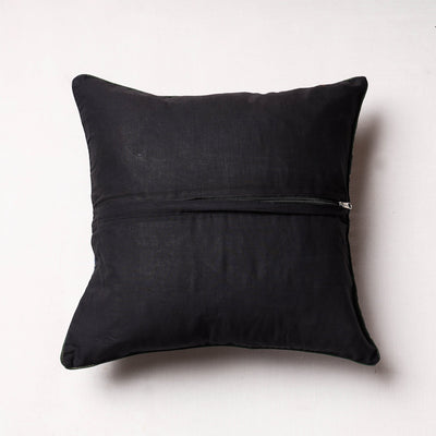 Black - Ajrakh Block Printed Cotton Cushion Cover (16 x 16 in)