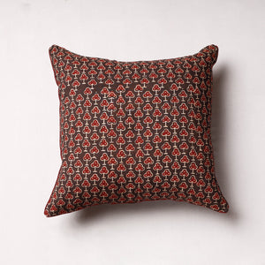 Brown - Ajrakh Block Printed Cotton Cushion Cover (16 x 16 in)