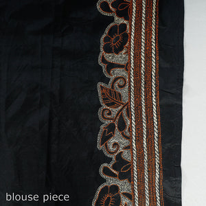 Black - Bengal Kantha Embroidery Bangalore Silk Handloom Saree