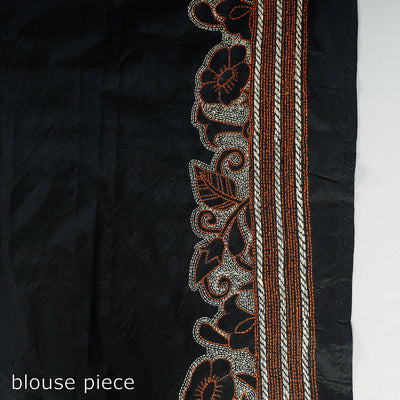 Black - Bengal Kantha Embroidery Bangalore Silk Handloom Saree