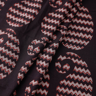 Black - Bagh Block Printed Natural Dyed Cotton Fabric