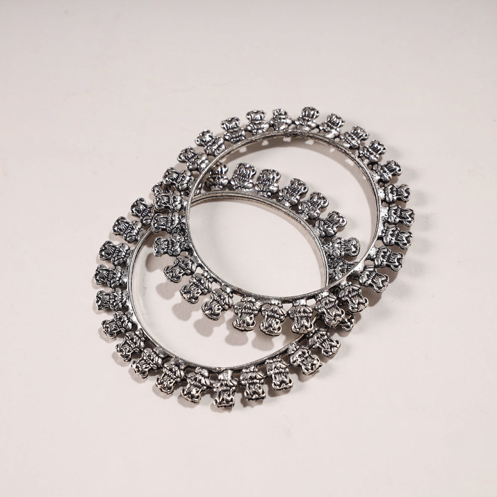 Antique Finish German Silver Bangle (Set of 2)