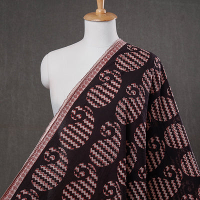 Black - Bagh Block Printed Natural Dyed Cotton Fabric