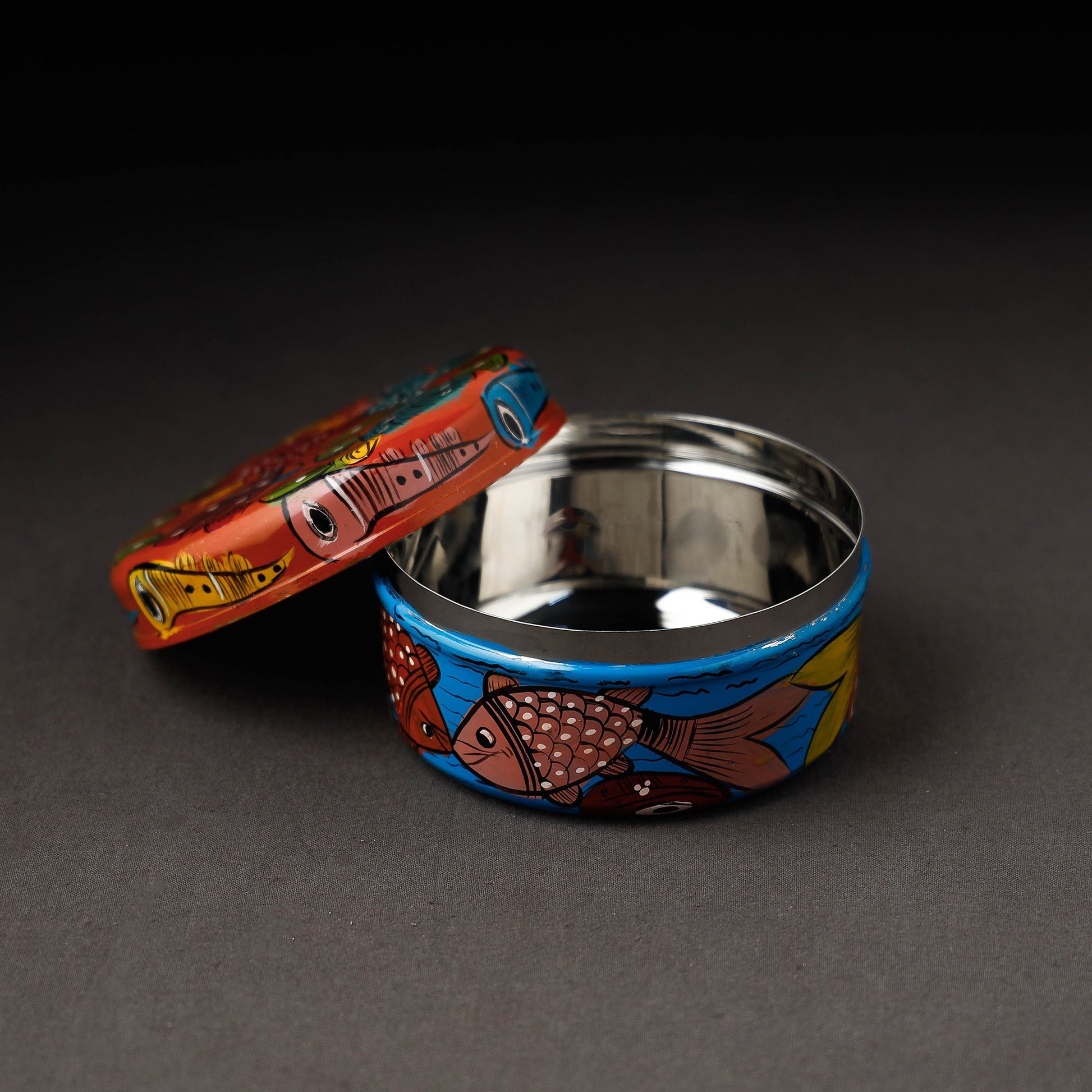 Bengal Patua Handpainted Stainless Steel Multi Utility Container