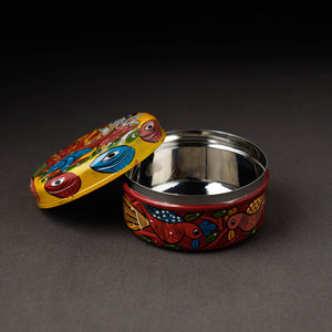 Bengal Patua Handpainted Stainless Steel Multi Utility Container