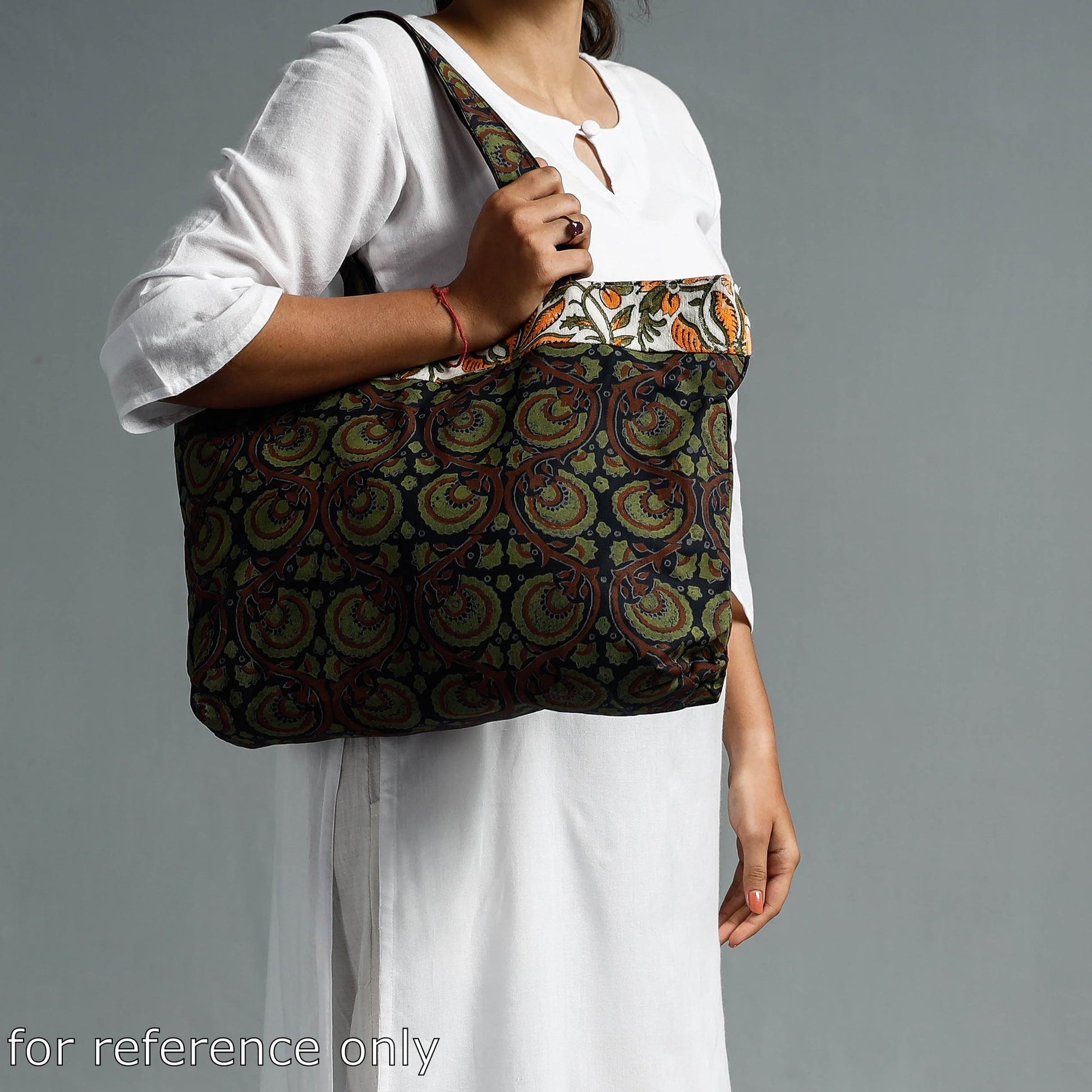 Black - Hand Block Printed Laminated Jute Shoulder Bag