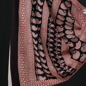 Black - 3pc Natural Dyed Cotton Bagh Print Suit Material Set