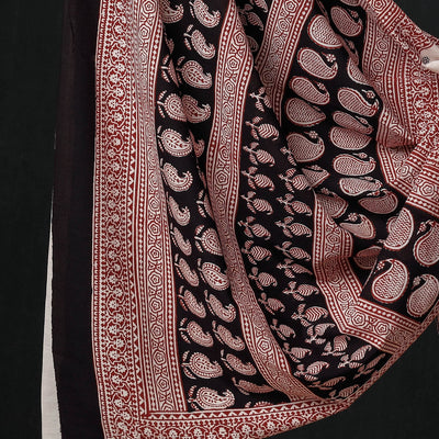 Black - 3pc Natural Dyed Cotton Bagh Print Suit Material Set