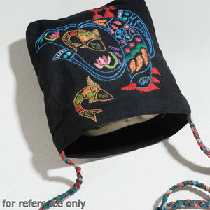 Brown - Cotton Fabric Hand Embroidered Sling Bag