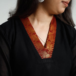 Black Dharwad Cotton Kurta with Palazzo & Dupatta Set