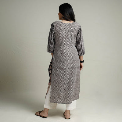 Black - Block Print Cotton Straight Bagh Kurta