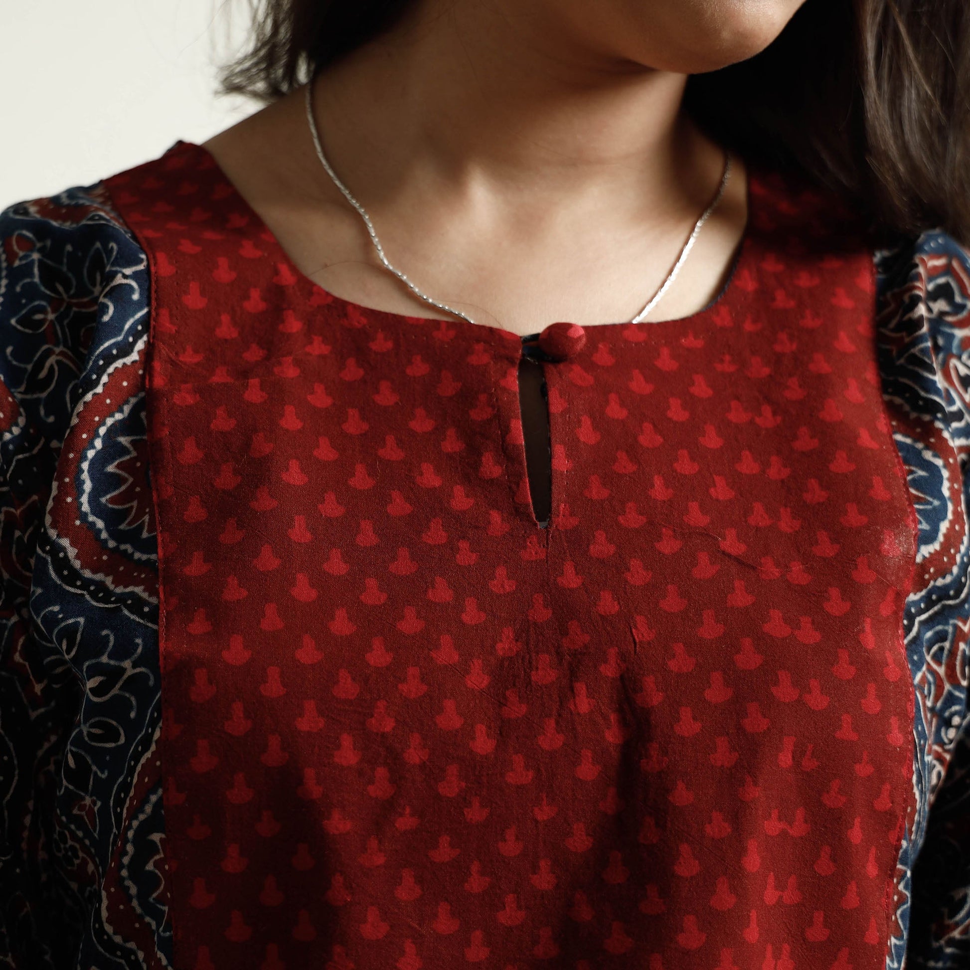 Blue - Ajrakh Block Printed Cotton Kurta with Palazzo Set