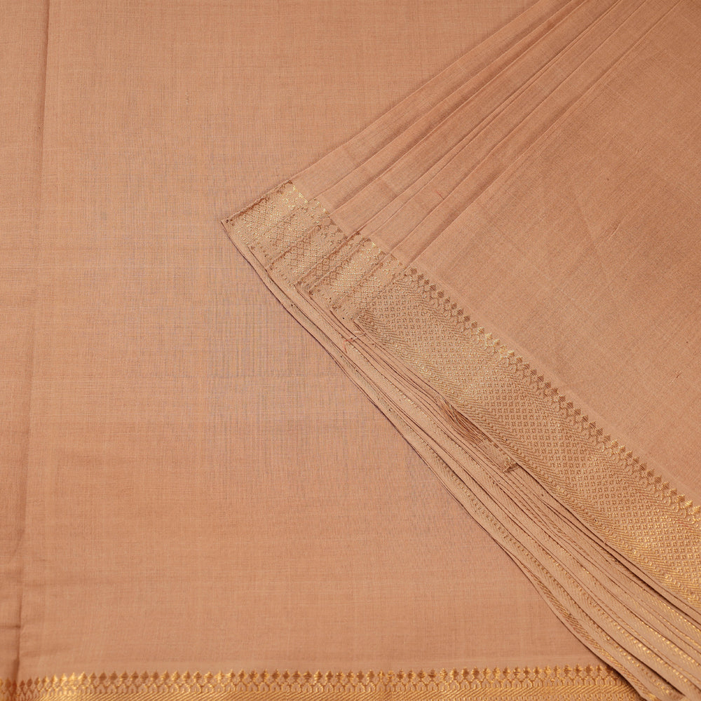 Beige - Original Mangalagiri Handloom Cotton Zari Border Fabric