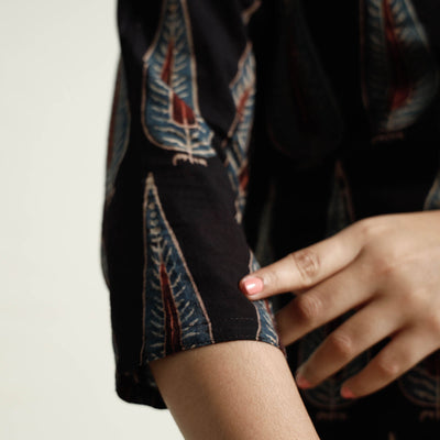 Black - Ajrakh Block Printed Cotton Kurta with Palazzo Set