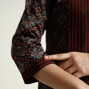 Black - Ajrakh Block Printed Cotton Kurta with Palazzo Set