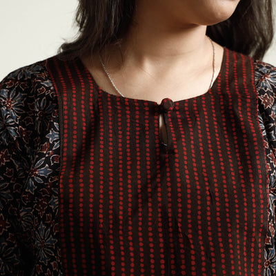 Black - Ajrakh Block Printed Cotton Kurta with Palazzo Set