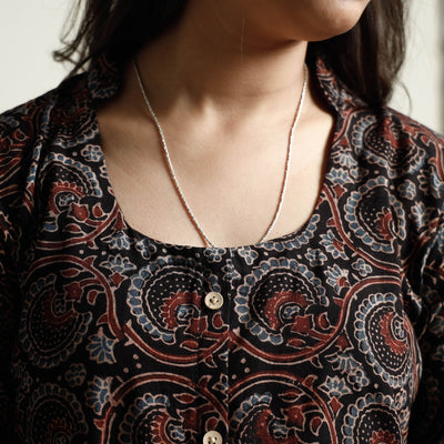 Black - Ajrakh Block Printed Cotton Kurta with Palazzo Set