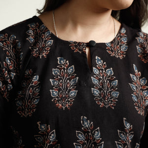 Black - Ajrakh Block Printed Cotton Kurta with Palazzo Set