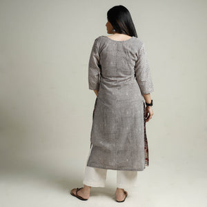 Black - Block Print Cotton Straight Bagh Kurta