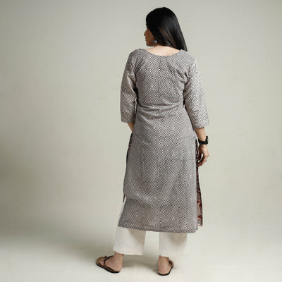 Black - Block Print Cotton Straight Bagh Kurta