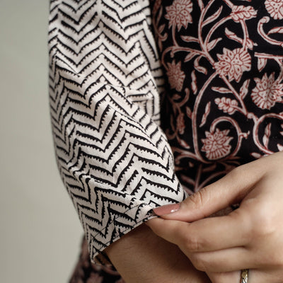Black - Block Print Cotton Straight Bagh Kurta