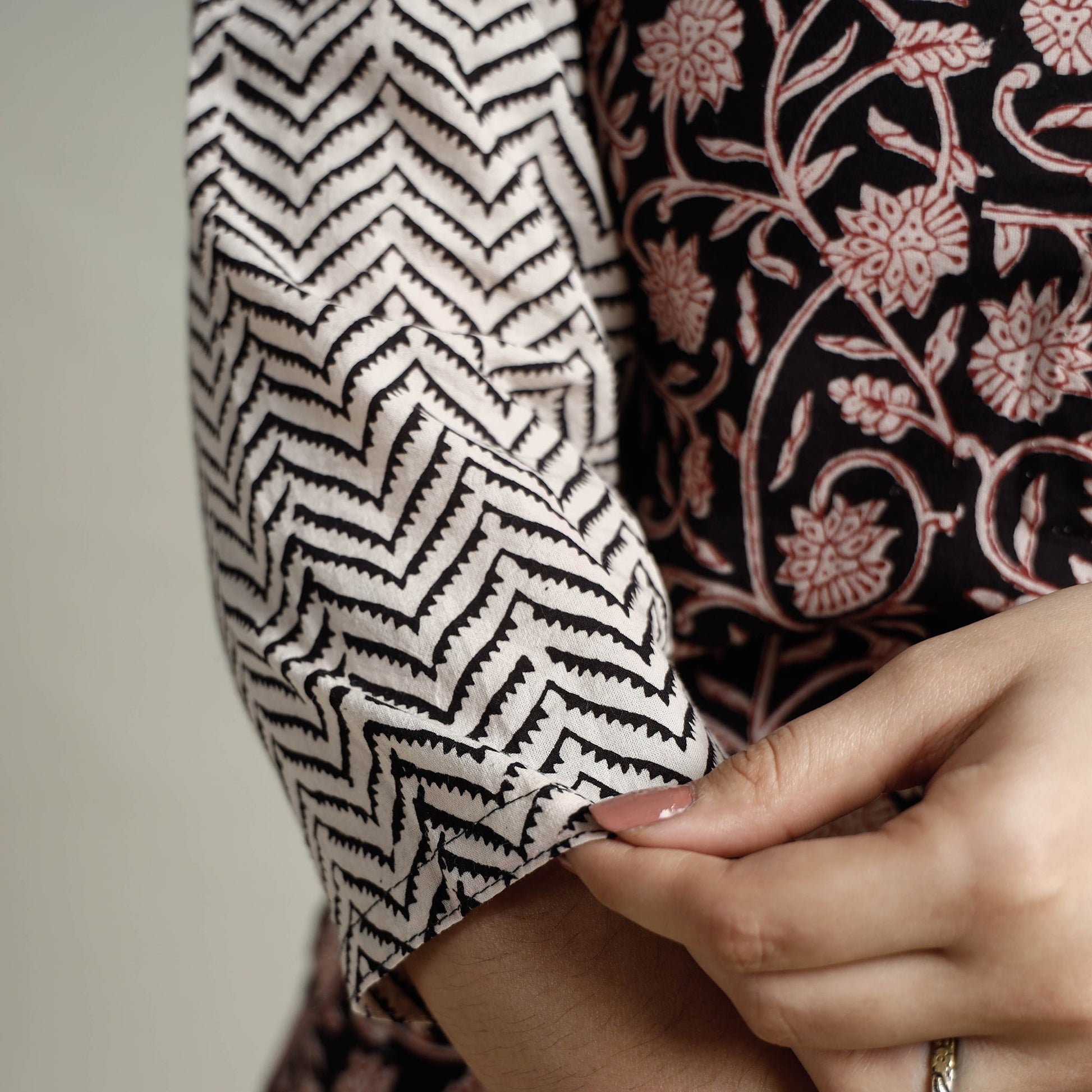 Black - Block Print Cotton Straight Bagh Kurta