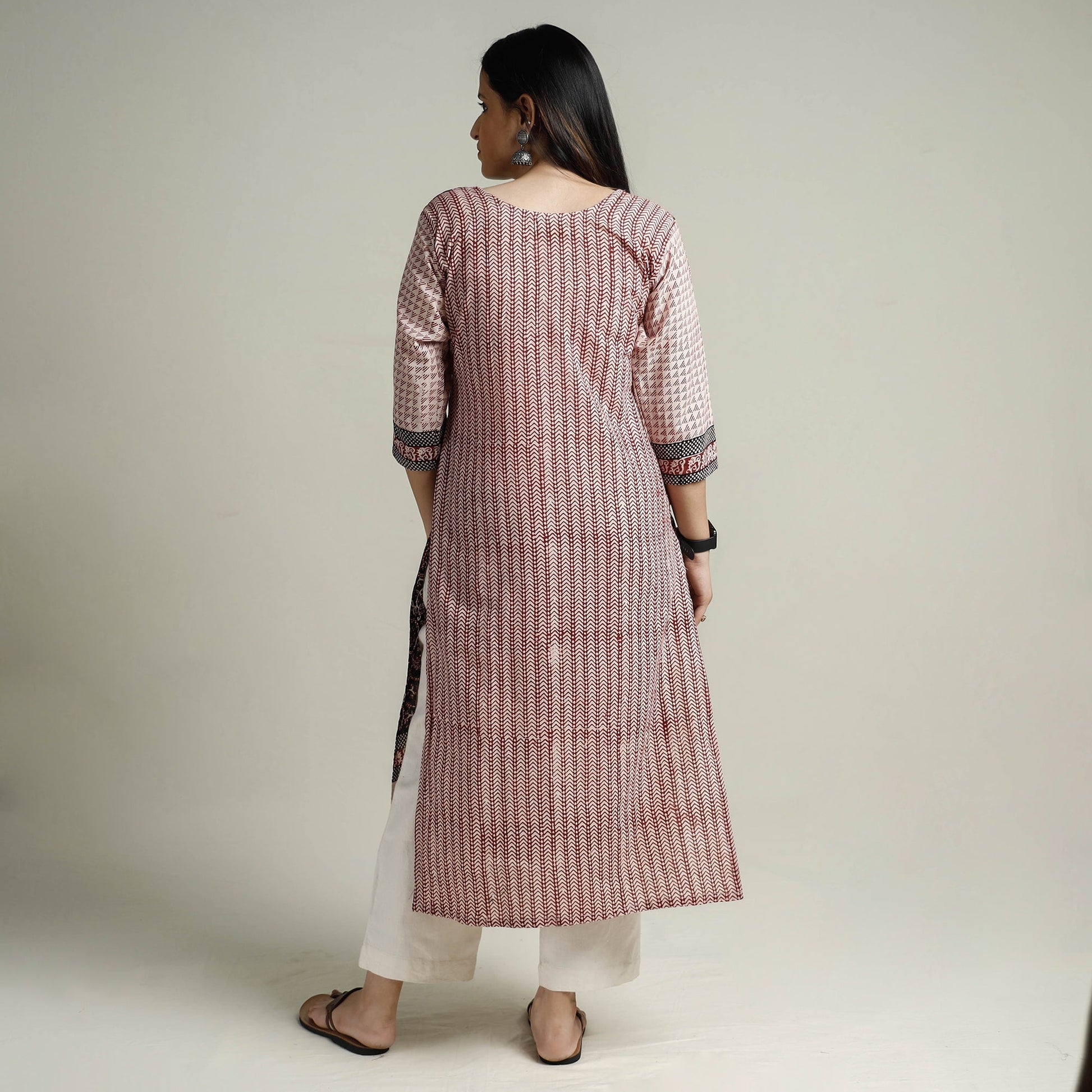 Black - Block Print Cotton Straight Bagh Kurta