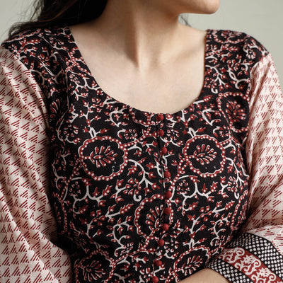 Black - Block Print Cotton Straight Bagh Kurta